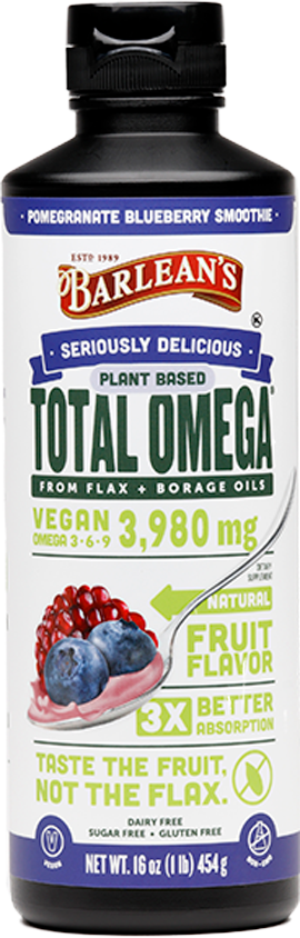 Barlean’s, Seriously Delicious Plant Based Total Omega Pomegranate Blueberry Smoothie 16 oz