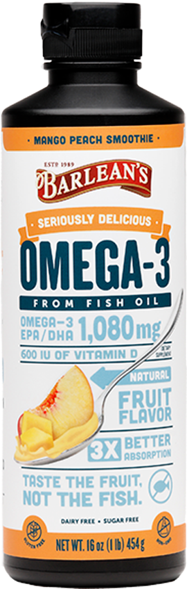 Barlean’s, Seriously Delicious Omega-3 Mango Peach Smoothie 16 oz