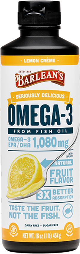 Barlean’s, Seriously Delicious Omega-3 Fish Oil Lemon Creme 16 oz