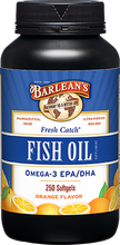 Load image into Gallery viewer, Barlean’s, Fresh Catch Fish Oil Orange Flavor 250 Softgels
