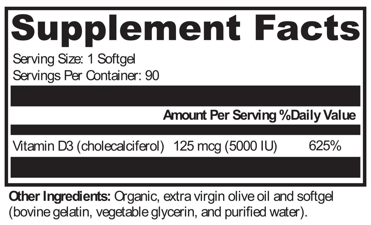 KC Pro-Nutrients, D3 5,000 - 90 Softgels