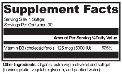 D3 5,000 - 90 Softgels